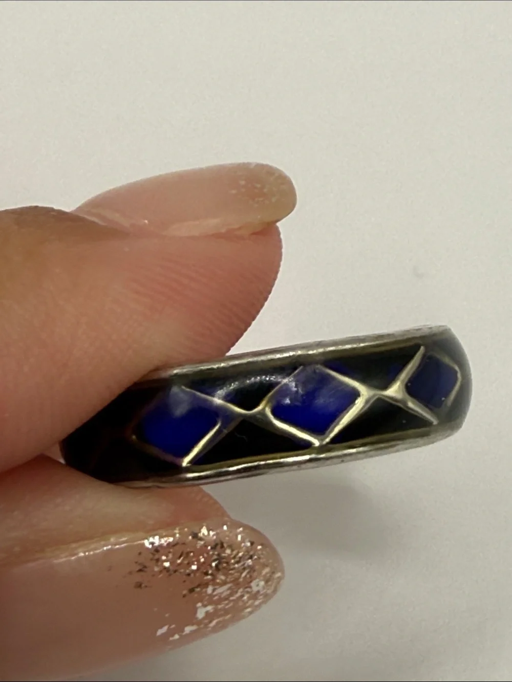 Vintage Silver Tone Black Mood Ring Size 7